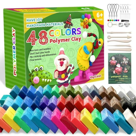 48-Color Polymer Clay Kit for Beginners & Artists - Non-Toxic Oven-Bake Modeling Clay with Sculpting Tools, Perfect DIY Craft Gift for Kids & Adults