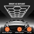 thumbnail image 2 of KFFKFF Hexagonal Garage Illumination, 66300LM, 6500K, 15-Unit Honeycomb LED Setup, DIY Cool White Lighting Solution for Auto Detailing, Gyms, Basements, and Workshops, 2 of 9