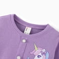 thumbnail image 4 of PatPat Girls Outfit Set Unicorn Graphic Cardigan Top and Plaid Bow Skirt Set Kids Clothes 4-12Y, 4 of 10