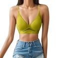 thumbnail image 5 of Backless Bra for Women,Low Back Bra,Halter Bra,Bra for Backless Dress Padded Low Cut Seamless V Neck Criss-Cross Multiway Convertible Bras Invisible Full Coverage Wireless Straps Comfort Bra Green S, 5 of 6