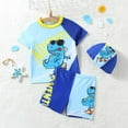 thumbnail image 2 of Gelikeya Kids Swimsuits Boys Size 3-4 Swimsuits Short Sleeve Kids Bathing Suits Boys Rash Guard Sets with Hat 3 Piece (Toddlers, Z09 Blue, 3-4 Years), 2 of 8