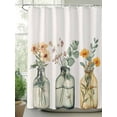 thumbnail image 2 of Floral Shower Curtain, Eucalyptus Leaf Daisy Bottle Bathroom Decor Curtains Set with Hooks, Gold Sage Green Waterproof Fabric Home Accessories， Stall 36 X 72 Inch, 2 of 6