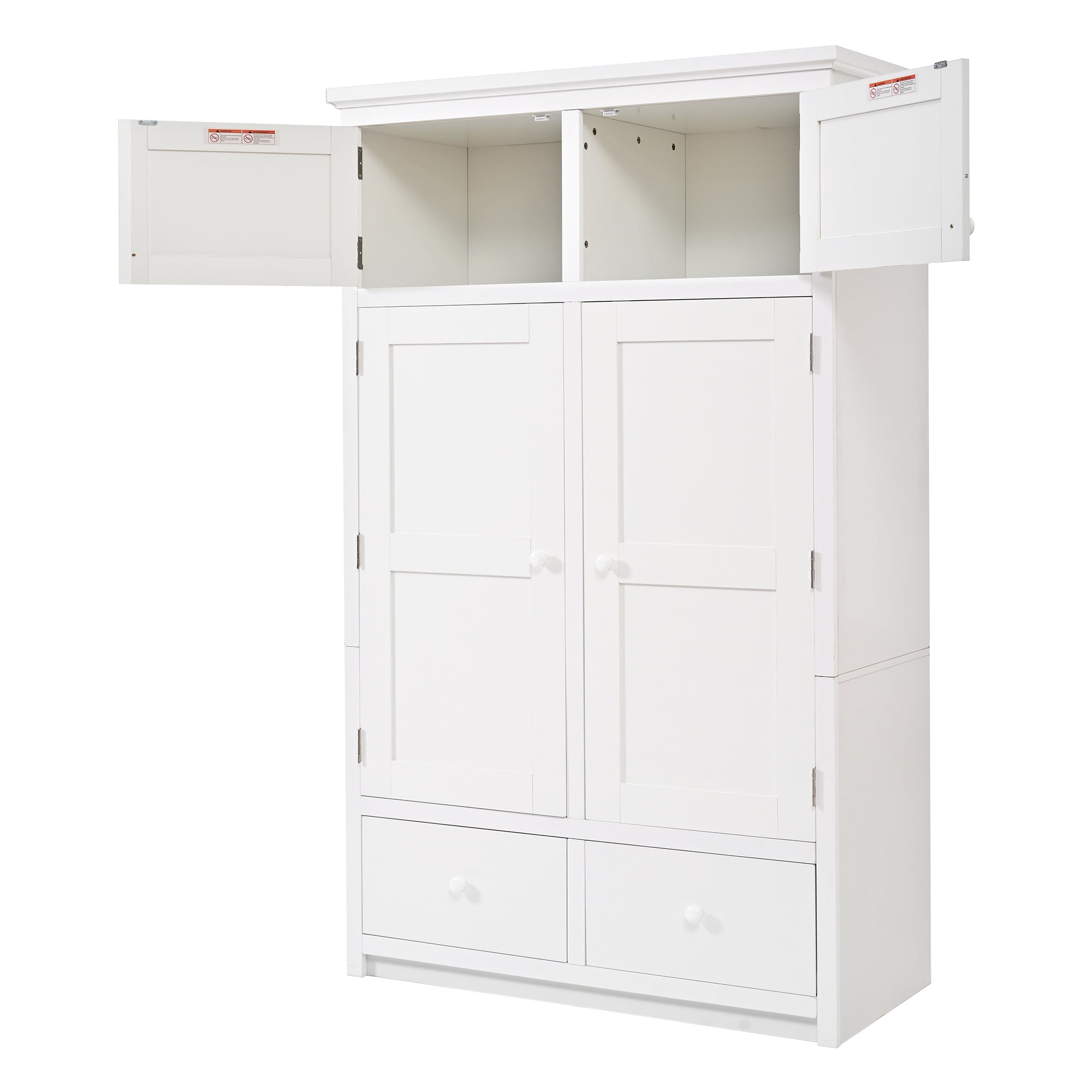 Euroco 74.8" Tall Kitchen Pantry Cabinet with 6 Drawers, Freestanding Storage Cabinet with 8 Door Shelves & 4 Pull-out Trays, Kitchen Hutch Cabinet for Dining Room,White