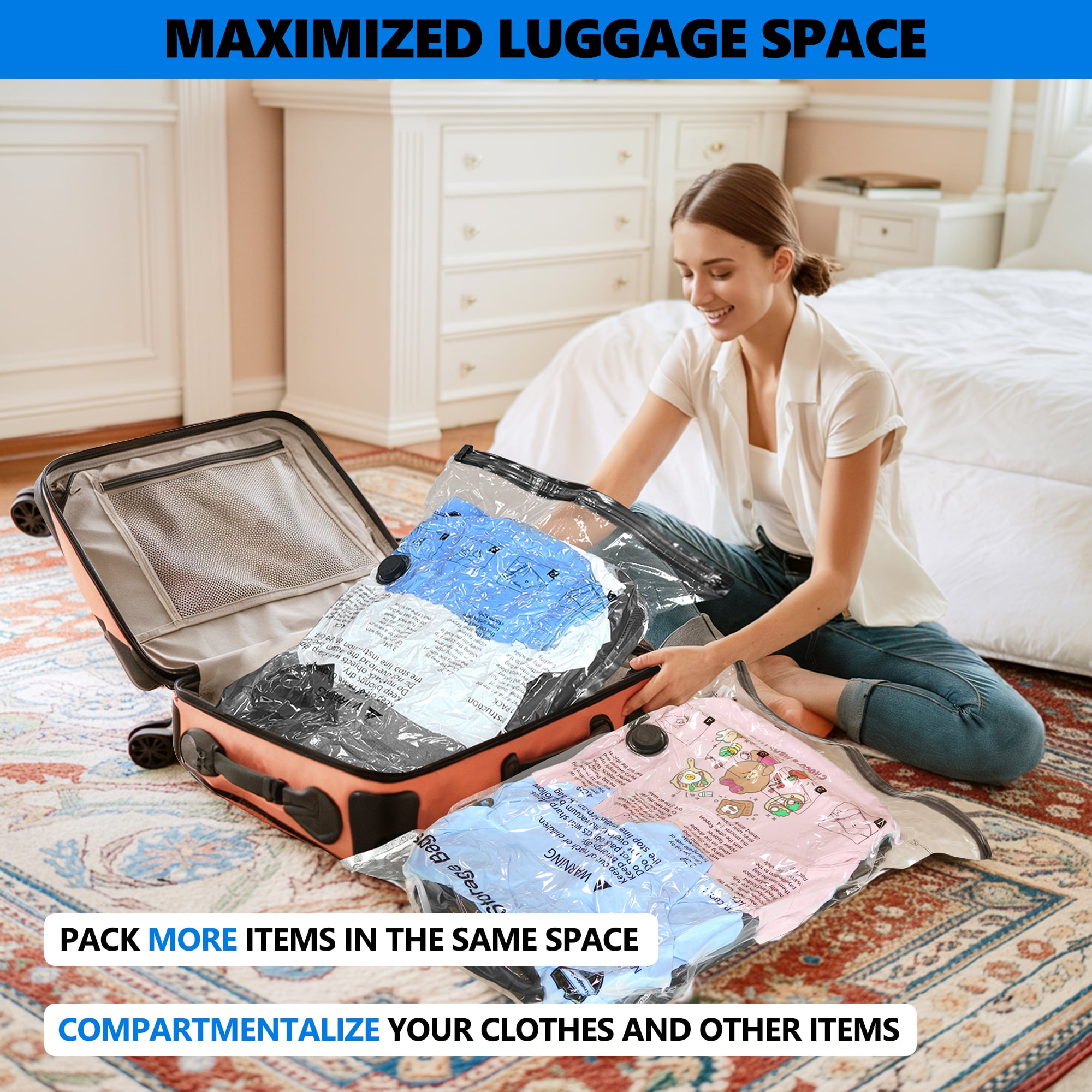 Tooloton 12-Pack Travel Vacuum Storage Bags with Electric Pump, 4L+4M+4S for Clothes & Suitcase