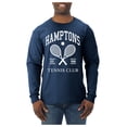 thumbnail image 2 of Wild Bobby Hamptons Tennis Club Est 1986 Sports Mens Long Sleeve Shirt, Vintage Heather Navy, Medium, 2 of 6