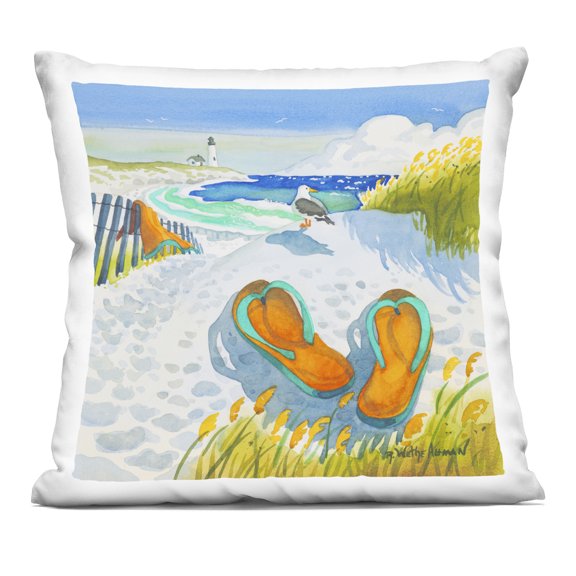 Stupell Industries Seagull & Flip Flops Decorative Printed Throw Pillow, design by Robin Altman, 18 x 7 x 18