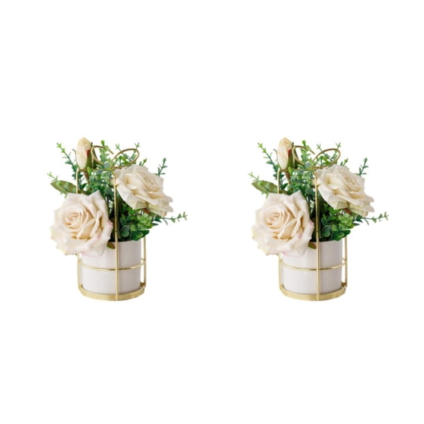 Yuarrent Flores artificiales de seda Durabilidad duradera durante años de belleza Ecológica Amplia gama de usos Rosa blanca 2Conjunto