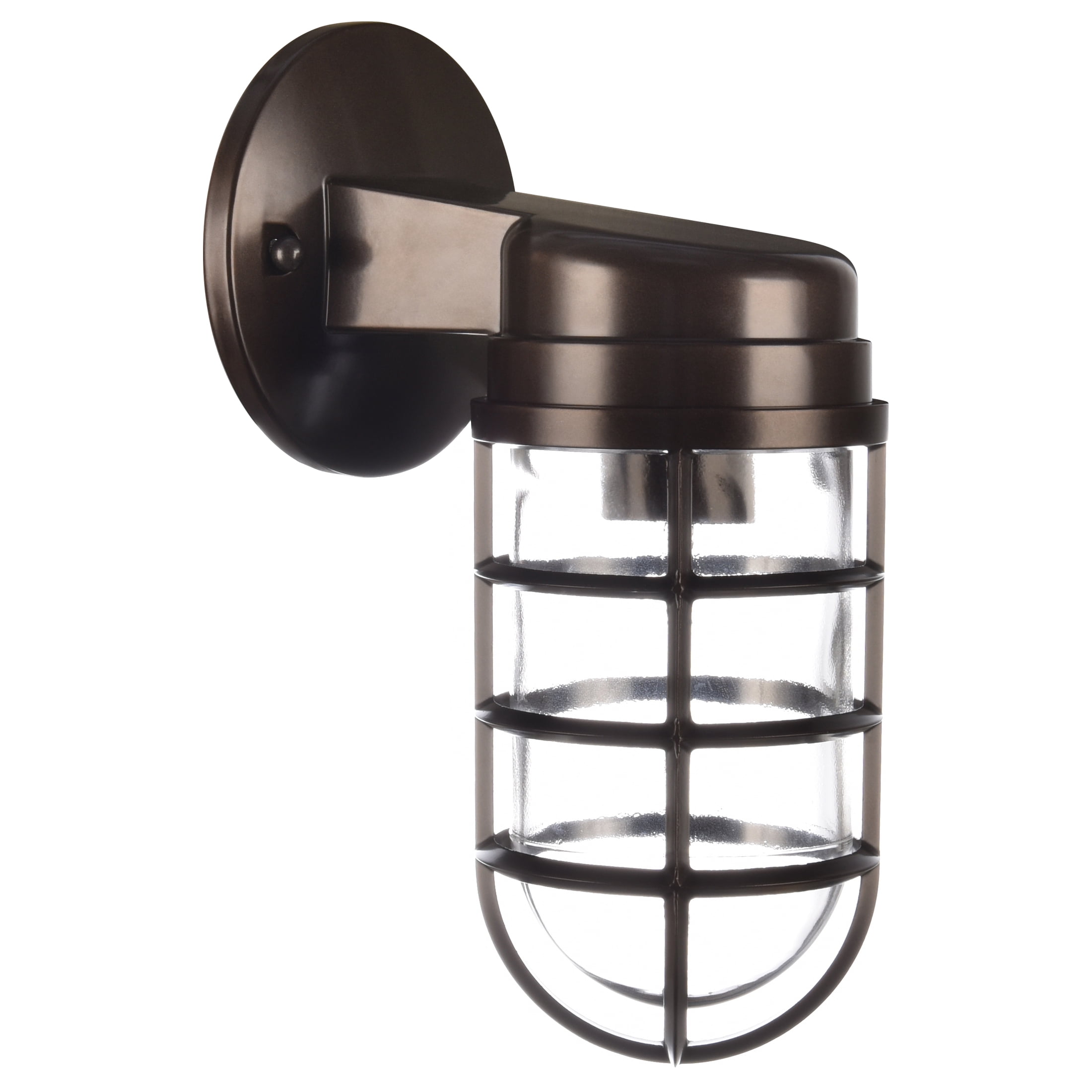 Better Homes & Gardens 10" Outdoor Wall Light, Bronze Metal Cage Jar Glass Shade, Bulb Not Included