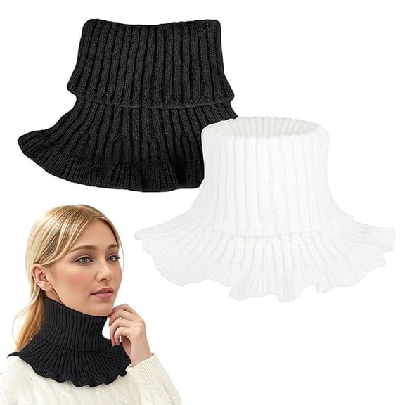 Knit Fake Collar for Women Winter Wear Fake Turtleneck Collar Neck Warmer Thermal Sweater Collar with Flounce Hem for Crew Neck Sweaters, Dress, Blazer(pack of 1, Multicolor)