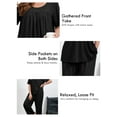 thumbnail image 4 of SHOWMALL Plus Size 2 Piece Sleepwear/Loungewear Set for Women, Black 1X Comfy Short Sleeve Home Pajamas with Pleated Top and Lounge Pants with Pockets, 4 of 8