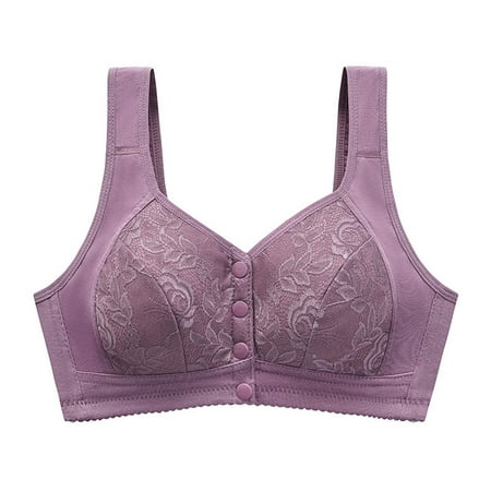 Blphud Lady Bras for Women Backless Bra for Women Women s Front Side Buckle Lace Edge withoutSteel Ring Movement Seamless Gathering Adjustment Yoga Sleep Large Bra Purple 48