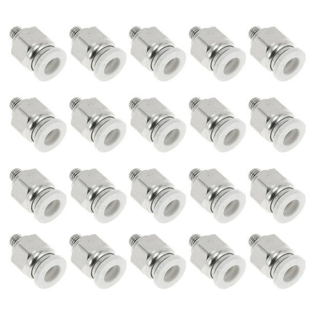 Conectores de aire de empuje únicos Bargains 1/4" rosca macho conector rápido de línea de aire plástico metal M5 20 piezas tono blanco plateado