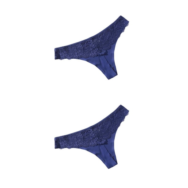 Sonducket Bragas de tiro bajo Ropa interior de mujer Tanga Lavable Sexy Dating Prop Mano de obra fina Lady Sleepwear Dark L Azul oscuro L 2Conjunto
