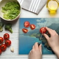 thumbnail image 3 of Hawaiian Cutting Board, Na Pali Coast on Kauai Island Water Sunshines Foggy Cloudscape Panorama, Decorative Tempered Glass Cutting and Serving Board, Large Size, Blue Green Brown, by Ambesonne, 3 of 5