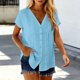 thumbnail image 5 of Camisetas de Manga Corta Extra Larga para las Mujeres con Cuello en V Botón Placa con Cuello Blusa de Túnica, Camisa de Manga Larga Azul Claro Mujeres, 5 of 8