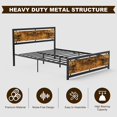 thumbnail image 5 of IKIFLY Full Size Metal Bed Frame with Wooden Headboard Footboard, Industrial Metal and Wood Platform Bed, No Box Spring Needed, Strong Steel Slats Support - Full / Rustic Brown, 5 of 7