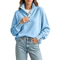 thumbnail image 3 of Womens Knit Mock Neck Sweater Solid Color Loose Fit Long Sleeve Button Up Pullover Tops for Fall Winter, 3 of 7