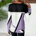 thumbnail image 7 of Jewelreauty Women Patchwork Long Sleeve Shirts Geometric Round Neck Casual Tops Pullover Tunic Tee Blouses (2XL, Purple), 7 of 7