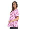thumbnail image 2 of Just Love Women's V-Neck Printed Scrub Top (Ribbon Print 2, Medium), 2 of 3