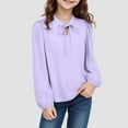 thumbnail image 2 of Linfrsh Girls Long Sleeve Shirt Girls Long Sleeve Tees Girls' Soft T-Shirts Kids Basic Crewneck T-Shirts Top for Teen Youth Girls Purple,9-10 Years, 2 of 7