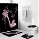 thumbnail image 1 of Juego de alfombras de baño y cortina de ducha con estampado de tacones altos de color rosa, 1 of 5