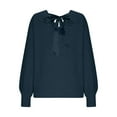 thumbnail image 5 of Women's Soft Knit Sweater Top Casual Long Sleeve V-Neck Shirt Fashionable Back Bow Tie Fall Pullover Sweater, 5 of 7