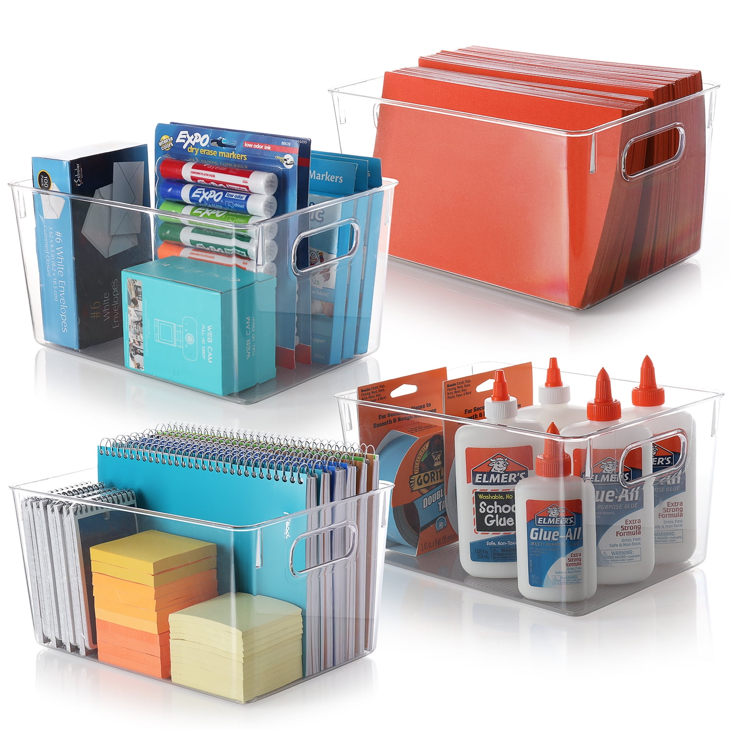 StorageBud Clear Storage Bins , 11X8X6" Plastic Containers,4 Pack