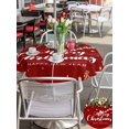 thumbnail image 4 of Outdoor Tablecloth with Umbrella Hole and Zipper, Red Christmas Round Table Cloth 60 Inch Waterproof Tablecloth, Xmas Botanical Ball Bell Picnic Table Cover for Patio Camping, 4 of 7
