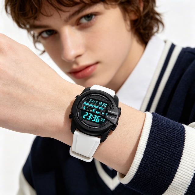 Digital Outdoor Sports Watch with Shockproof Waterproof Design, Luminous Display, Alarm, Stopwatch, and Adjustable Silicone Strap for Unisex Casual Use