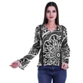 thumbnail image 4 of Moomaya Kurta Kurti pour Femmes à Col, Tunique Haut à Manches Longues Imprimée avec Détail en Dentelle, 4 of 5