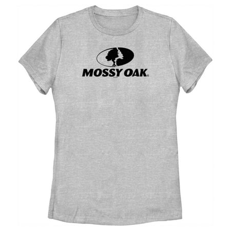 Women s Mossy Oak Black Classic Logo Graphic Tee Athletic Heather Small