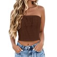 thumbnail image 1 of Xugsiok Hauts Tube Bandeau d'Été pour Femmes Sans Bretelles à Œillets Col Rond Camisole Tunique Décontractée de Vacances Blouse Active pour l'Entraînement, 1 of 5