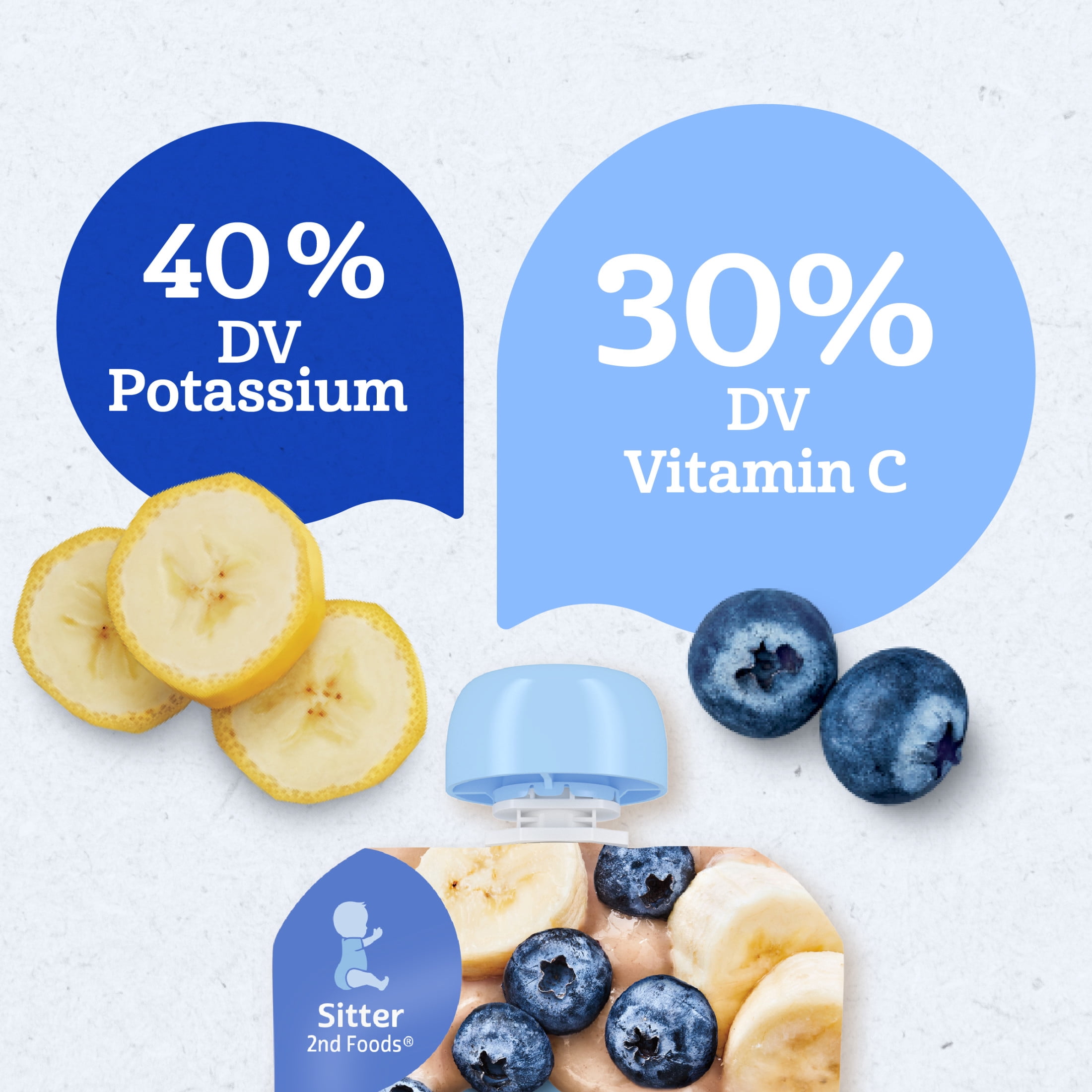 (3 pack) Gerber Toddler Foods, WonderFoods Banana Blueberry, Clean Label Project, 3.5 oz Pouch