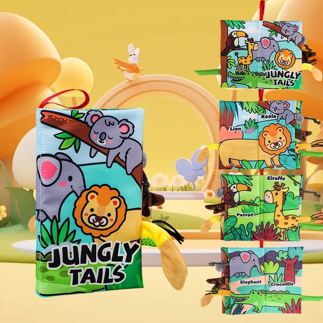 Cameland Chewable Tail Cloth Book Interactive Tearproof Fabric Book Early Learning Cloth Book Soft Tail Fabric Story Book