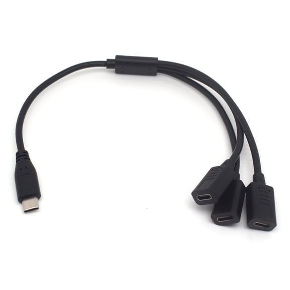 30cm USB-C Splitter Cable, Type-C Male to 3 USB-C Female 3 Port Hub Extension Cord, Data & Charging Adapter for Android Tablets, MacBook, Keyboards