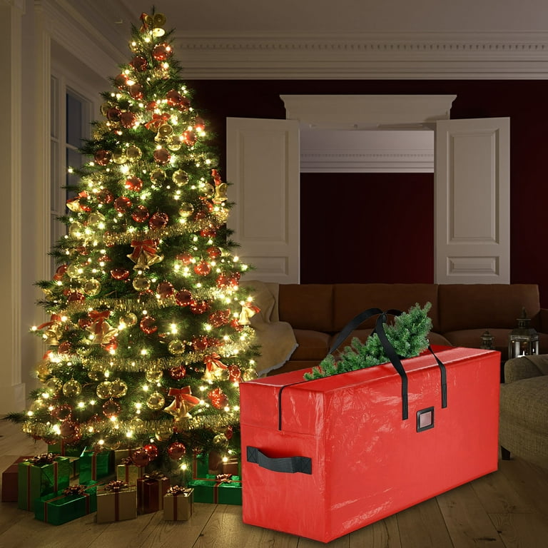Ayieyill 128-Count Christmas Ornament Storage, Holiday Plastic Ornament  Organizer Box, Blue