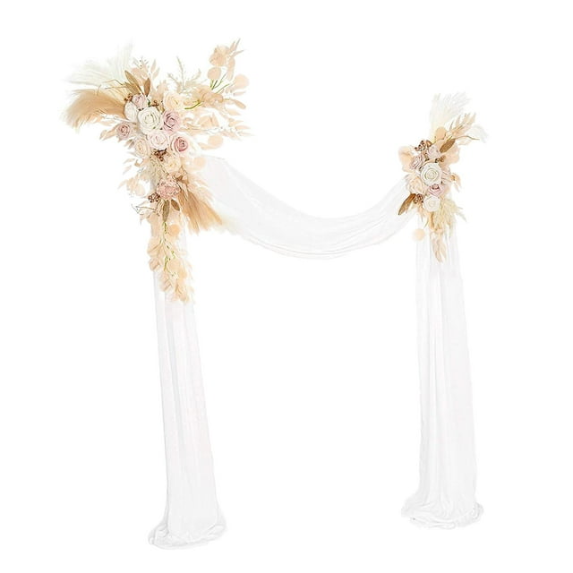 Kit de flores artificiales para arco de boda con arreglo floral de rosas falsas beis blanco
