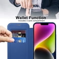 thumbnail image 2 of Allytech Wallet Case for iPhone 14 with Card Slots & Lens Protector, Compatible with MagSafe, Slim Shockproof Anti-Scratch Clear Back Panel [RFID Blocking] Case - Darkblue, 2 of 7
