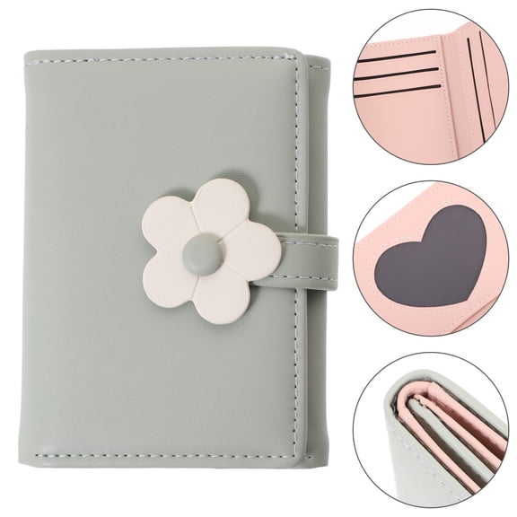 PBPBOX Flower Wallet -folded PU Light Green 1Pack Practical for Travel