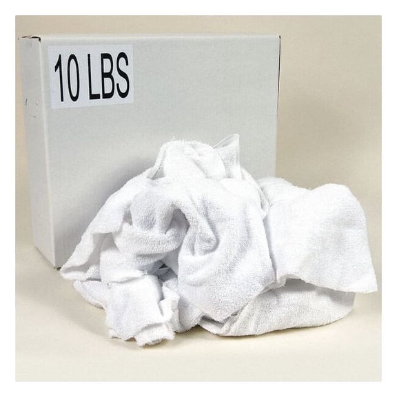 Recycled Cotton Terry Towels Cloth Rag 10 lb. 14" x 17", White