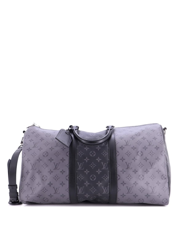 Pre-Owned Keepall Bandouliere Bag Reverse Monogram Eclipse Canvas 50 By Rebag