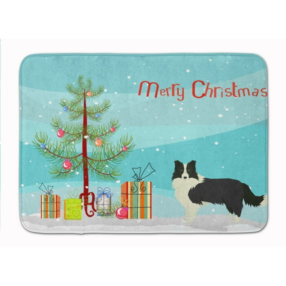 Border Collie Christmas Tree Machine Washable Memory Foam Mat