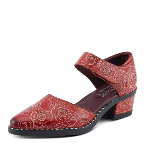 Spring Step L'Artiste Jazzberry Women's Handpainted Leather Western Shoe – Low Heel Shoes with Hook and Loop Closure – Stylish Walking Feminine Casual Footwear