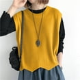thumbnail image 4 of Women's Sweater Vest Crew Neck Pullover Tank Tops Light Weight Sleeveless Casual Loose Knitted Vest Yellow, Free Size, 4 of 4