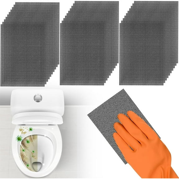 GIXUSIL Black Flexible Scouring Mesh Pad for Household Cleaning Toilet Ring Remover, Abrasive Grit Cleaning Screen for Remove Calcium Deposits Carbon Rust Scale - 24 Pack