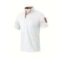 thumbnail image 4 of pstuiky camisetas para hombre, Blusa informal de color liso con botones y bolsillos, manga corta y cuello alto para hombre camisas casuales para hombre m, 4 of 9