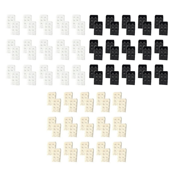 Two-Hook Bra Band Extender Set 90-Pack (30 each Black, White, Beige) by More of Me to Love