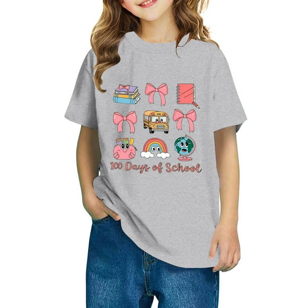 Fiudx Camiseta para Niños, Tela Suave y Fresca, Blusa Cómoda de Cuello Redondo, Camisa Elegante de Manga Corta, Ropa Informal de Diario, Moda para Niños y Niñas, Regalo Escolar Perfecto.