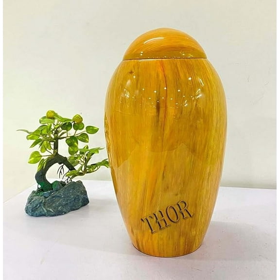 Yellow Beautiful Memorials Cremation Urns for Human Ashes Decorative Urns Urns for Human Ashes Female & Male Urns for Ashes Adult Female Funeral Urns