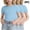 Blue, variant on SGFCWSX Girls T Shirt 3 Pack Ribbed Knit Short Sleeve Crew Neck Cropped Slim Fit Casual Soft Basic Kids Daily Wear Tee Tops Pink Size 10